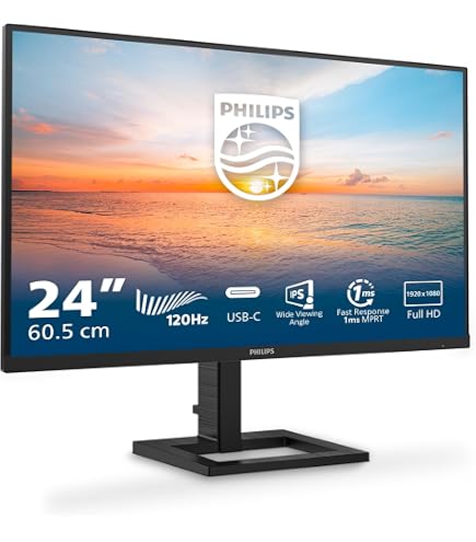 Philips 24E1N1300A - 24 Inch FHD Monitor, 100Hz, IPs, 1ms, USB-C